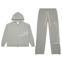 Godspeed Grey Silver Satin Sweatsuit Hoodie & Sweatpants Set
