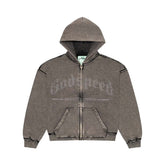 Godspeed Studded OG Logo Zip Up Hoodie Grey Wash