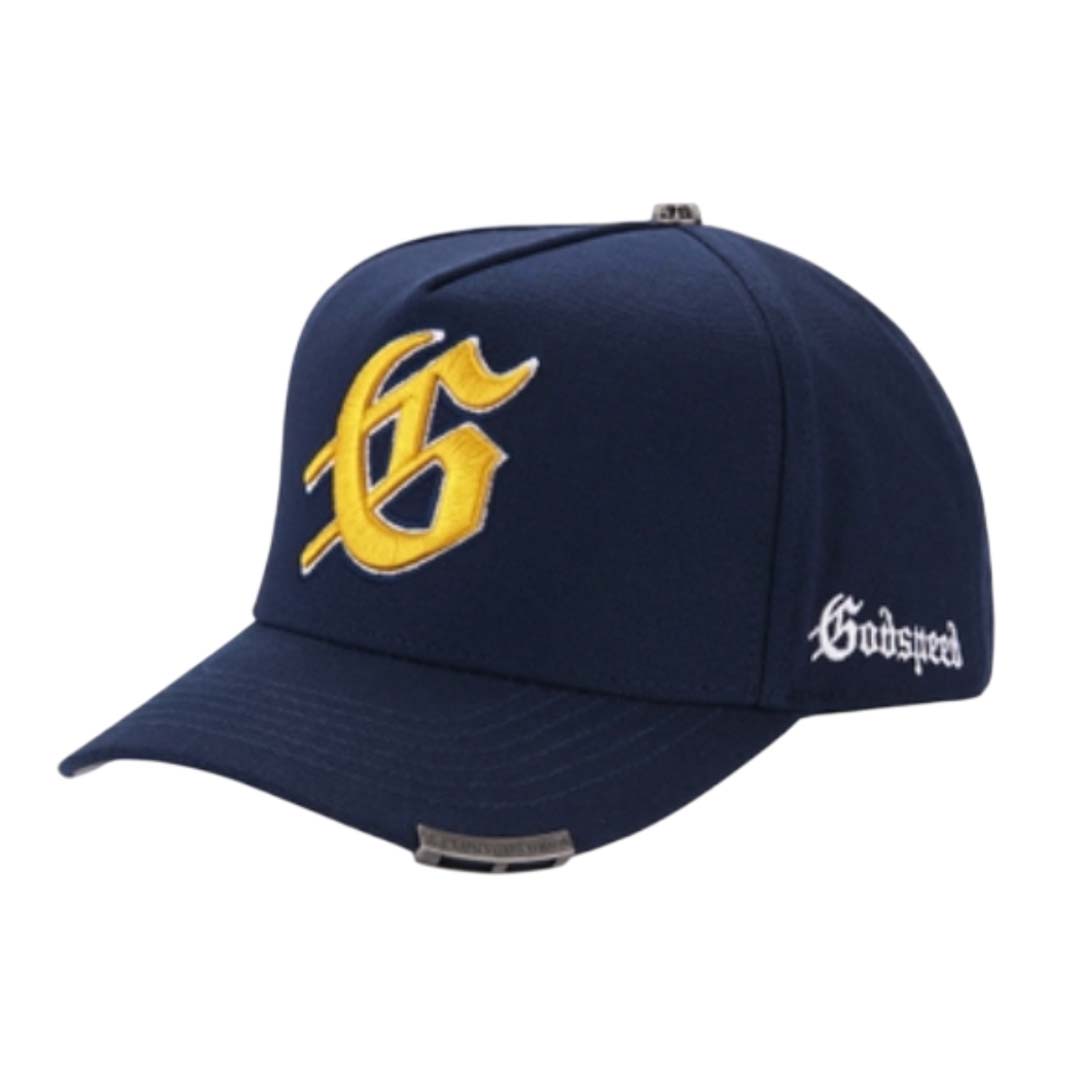 Godspeed G Logo Snapback Hat Navy Yellow