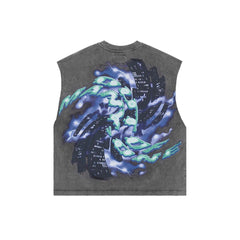 Godspeed Liberty Tears Sleeveless Tee Grey Wash
