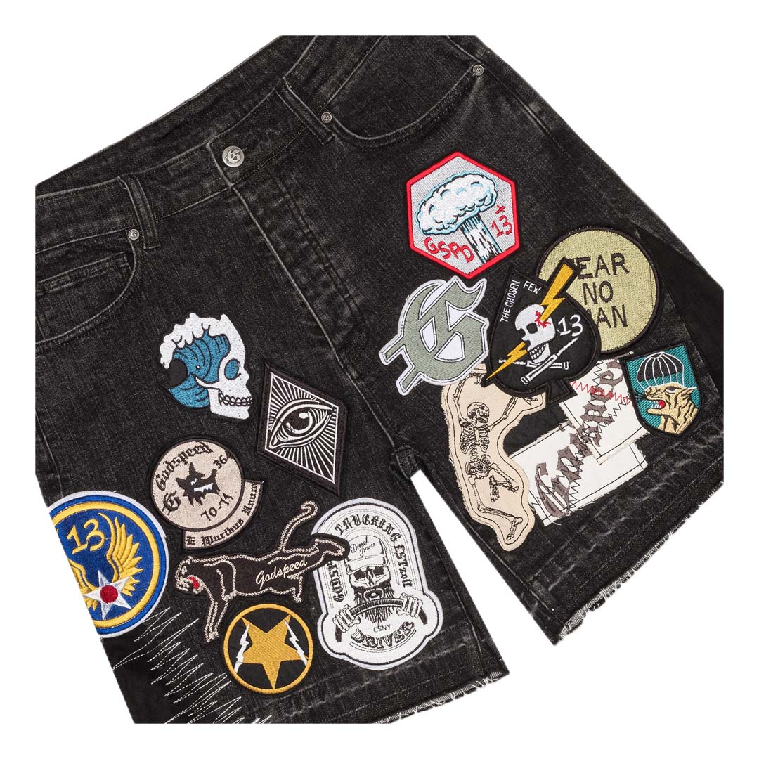 Godspeed Patchwork Denim Shorts V2 Black
